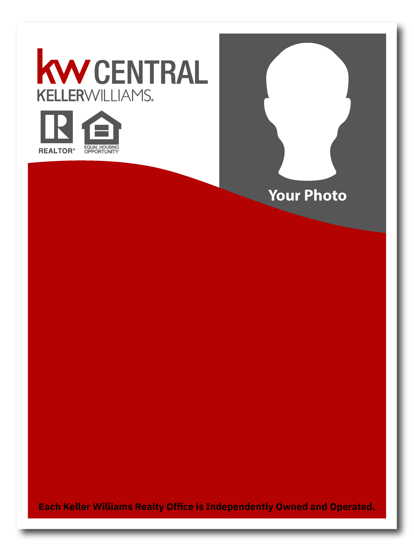 KW Central 24x18 Right White & Red Wave Agent Photo For Sale