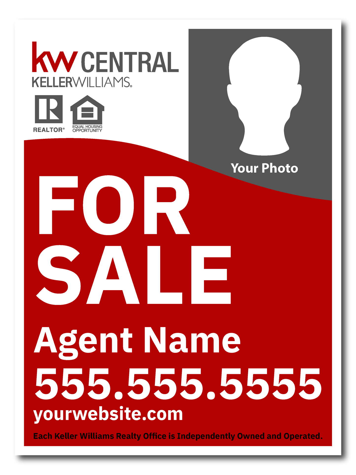 KW Central 24x18 Right White & Red Wave Agent Photo For Sale