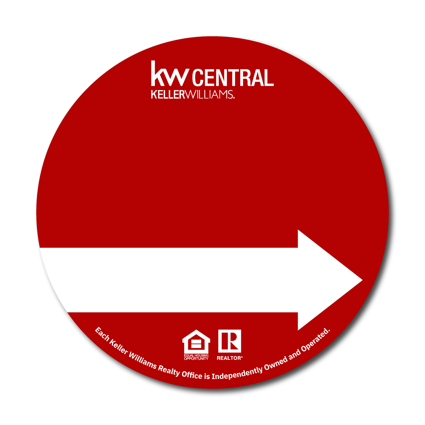 KW Central 17x17 Red Circle Directional Open House Sign