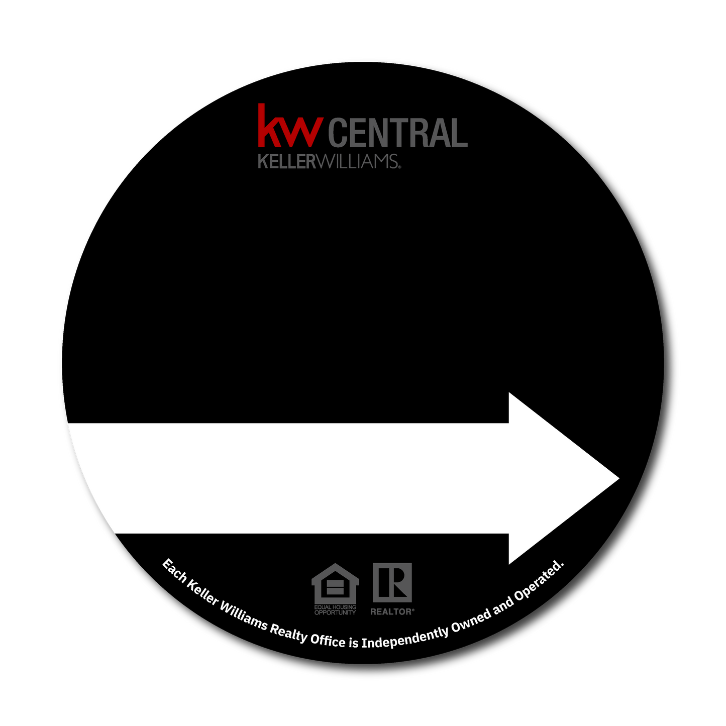 KW Central 17x17 Black Circle Directional For Sale Sign