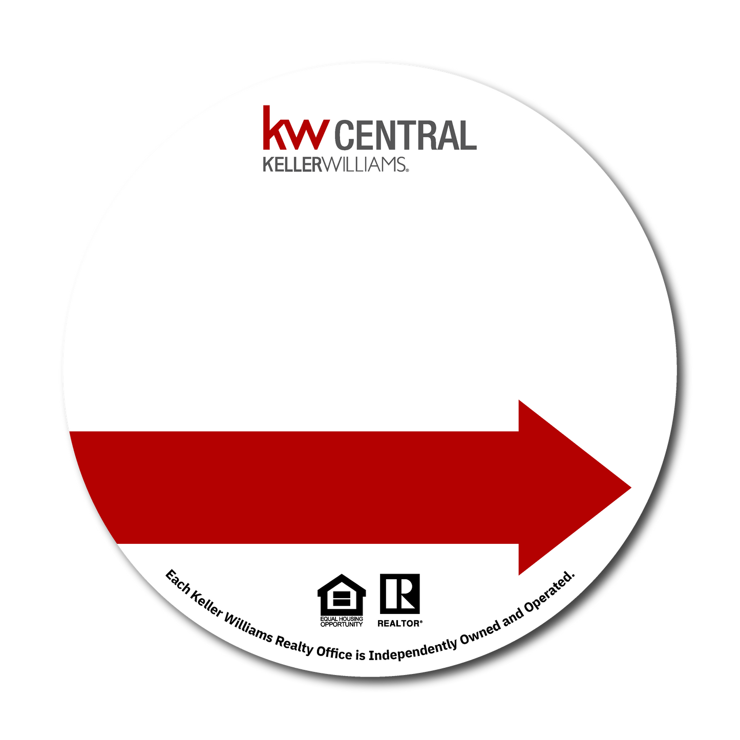 KW Central 17x17 White Circle Directional For Sale Sign