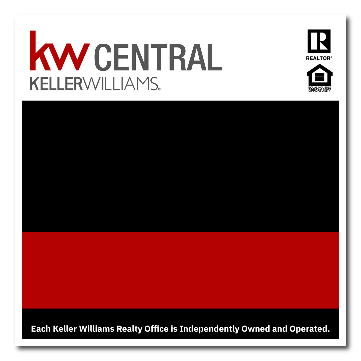 KW Central 24x24 Black & Red For Sale Sign