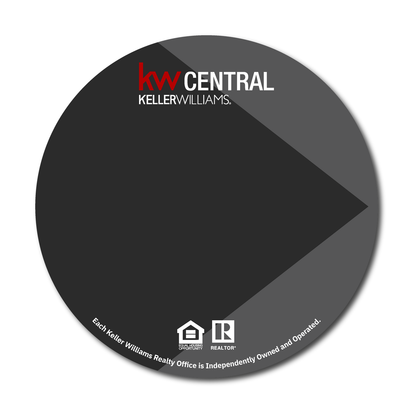 KW Central 17x17 Grey Circle Directional Open House Sign