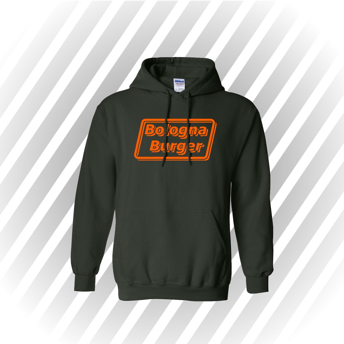 Bologna Burger Hoodie - Orange and Hunter Green