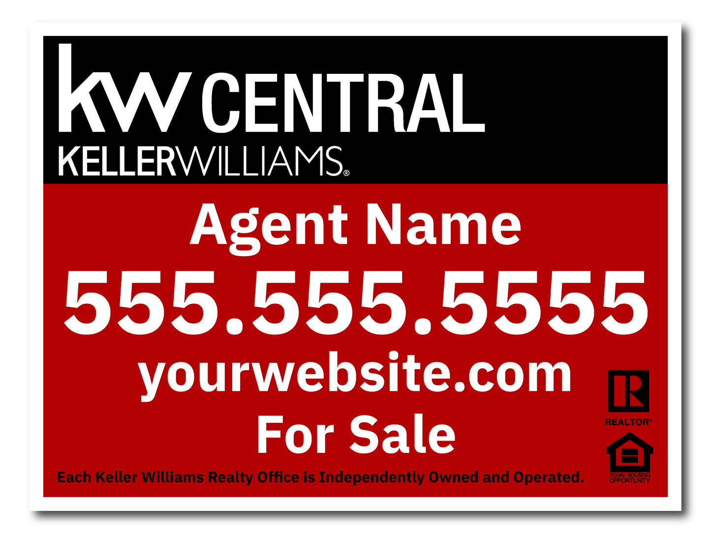 KW Central 12x18 For Sale Sign