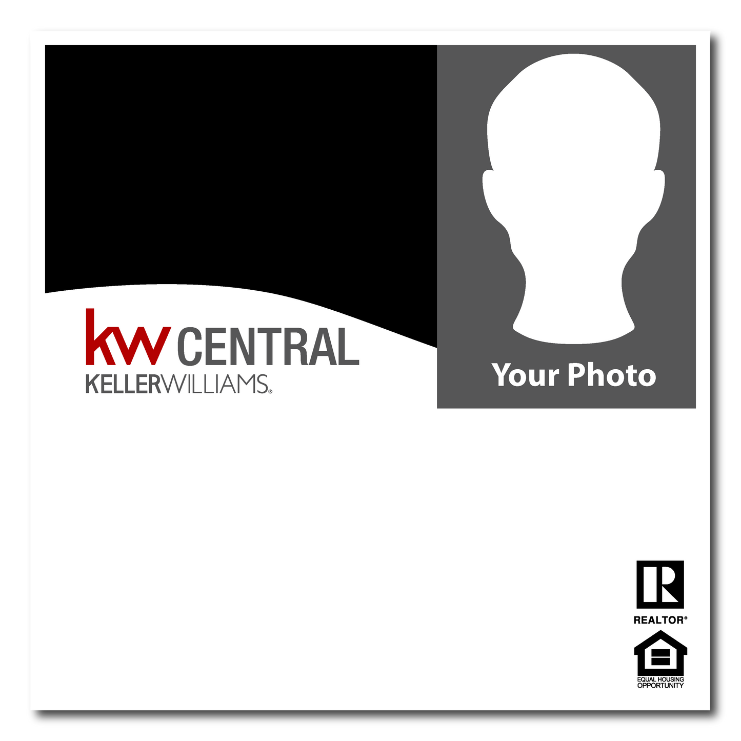 KW Central 24x24 Right Black & White Wave Agent Photo For Sale Sign