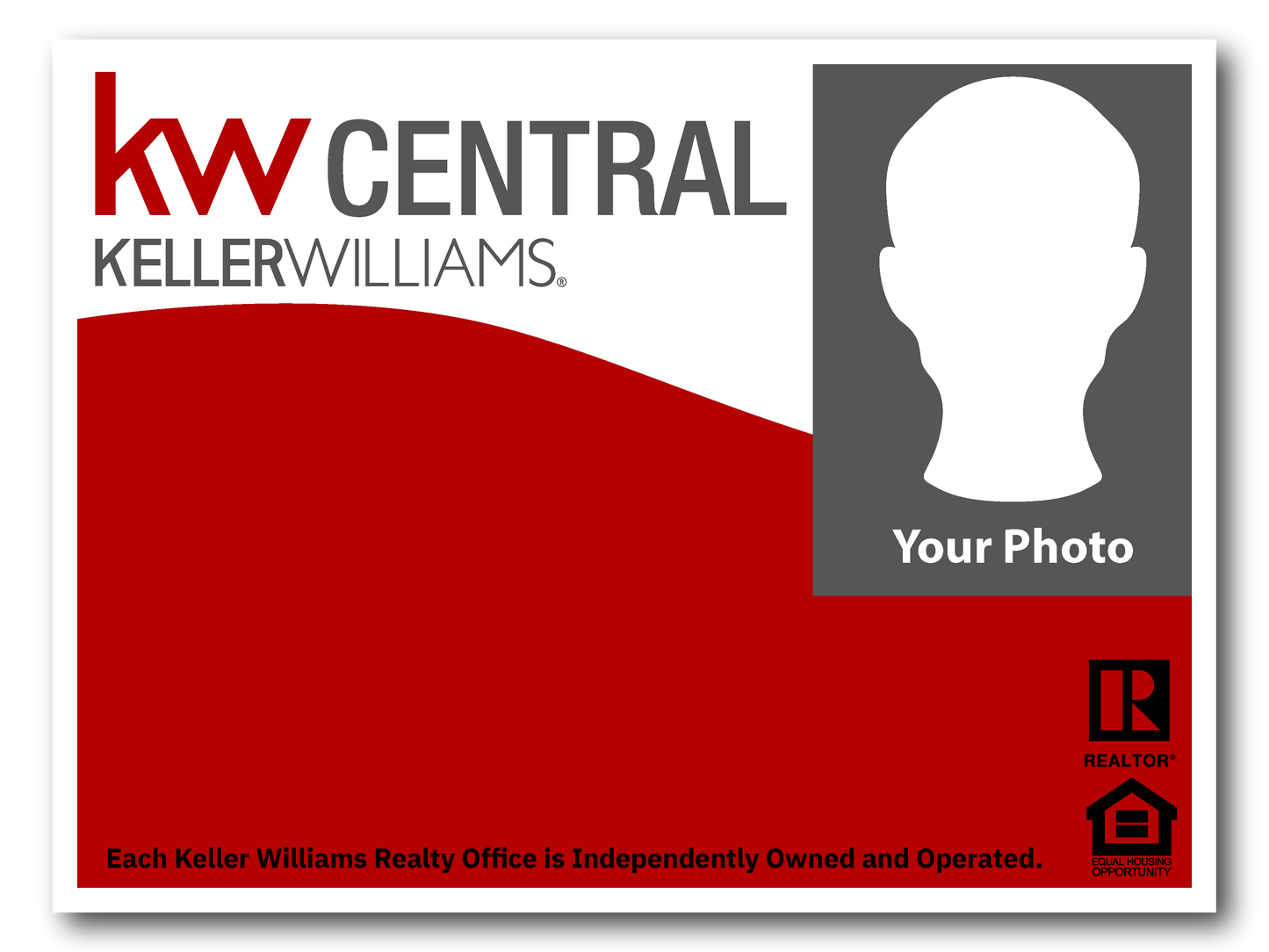 KW Central 18x24 Right White & Red Wave Agent Photo For Sale Sign