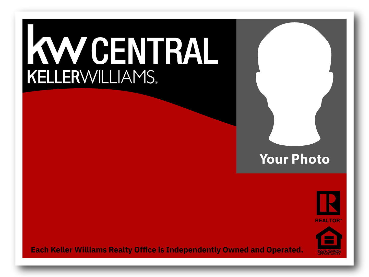 KW Central 18x24 Right Black & Red Wave Agent Photo For Sale Sign