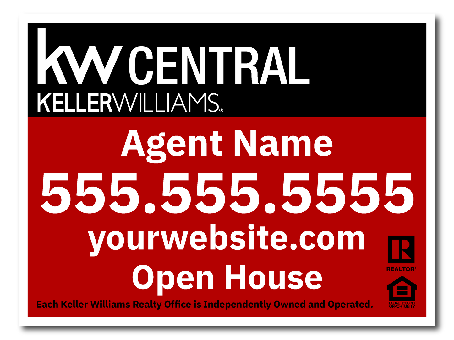 KW Central 18x24 Open House Sign