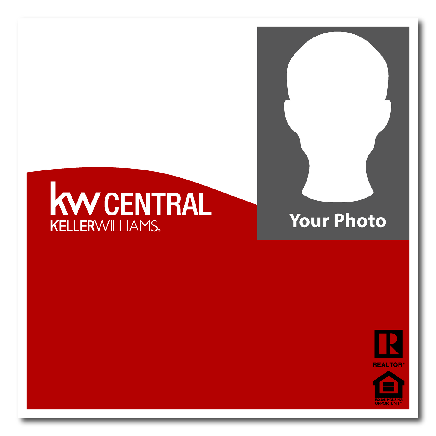 KW Central 24x24 Right White & Red Wave Agent Photo For Sale Sign