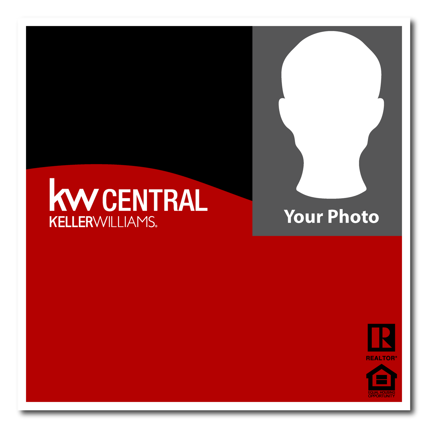 KW Central 24x24 Right Black & Red Wave Agent Photo For Sale Sign