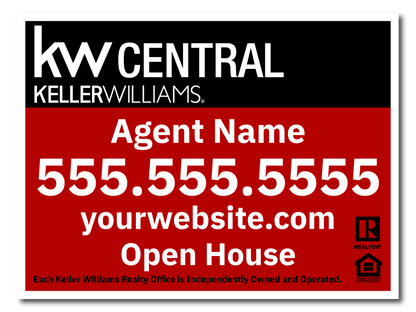 KW Central 12x18 Open House Sign